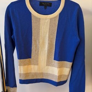 Rag & Bone Colorblock Blue and Cream Sweater